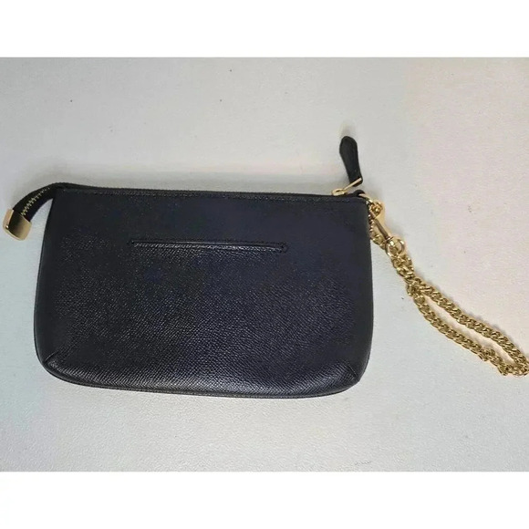 COACH ZIP WRISTLET F73044 WITH CHAIN BLACK CROSSGRAIN LEATHER NEW NWOT - Picture 4 of 7